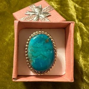 💍 GENUINE Turquoise! Sterling Silver! NATIVE MADE!! Size 8.